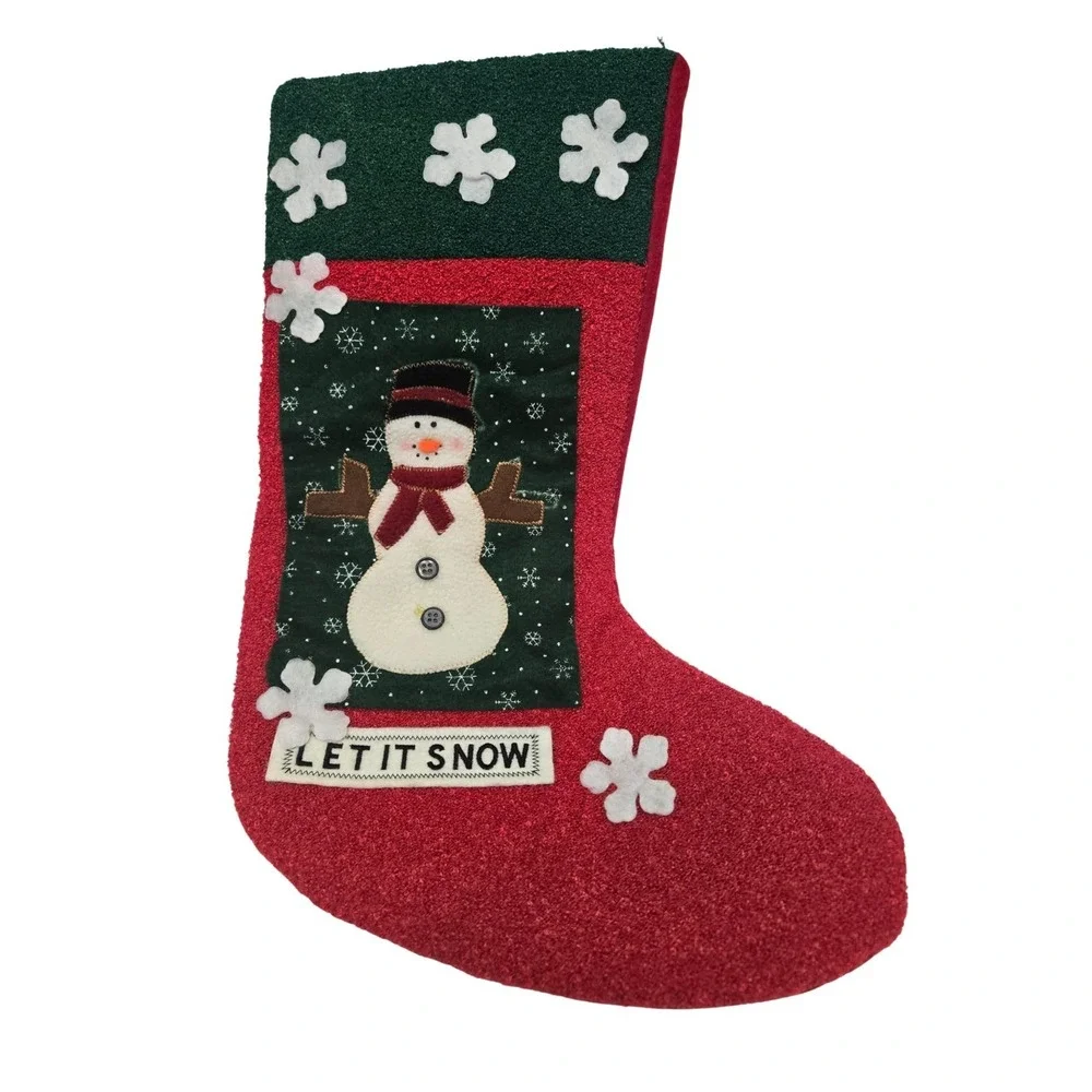 Two Dan Dee Collectors Choice 3D Santa Claus/Snowman Christmas Stockings Vintage